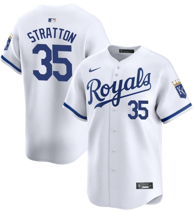 Men's Kansas City Royals #35 Chris Stratton White 2024 Home Limited Cool Base Stitched Baseball Jersey